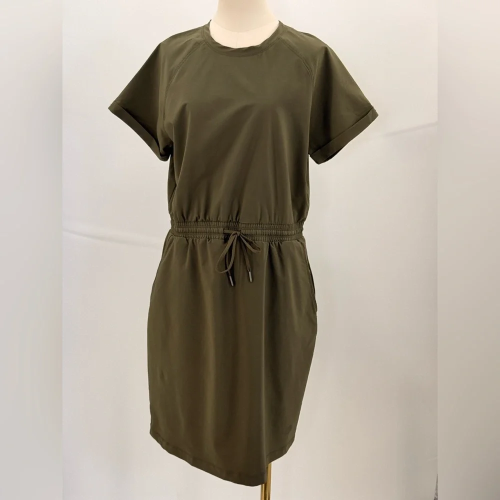 The North Face Never Stop Wearing Sage Green Active Dress Drawstring Waist SZ-L - Picture 11 of 13